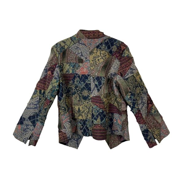 Floral Tapestry Patchwork Jacket J Jill Re: Crafted Womens Limited Wool SZ M - Picture 7 of 16